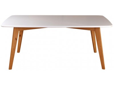 Mesa de madeira na base e tampo laqueado em branco de mdf 1,60 m x 80 cm | Coleção Scandian